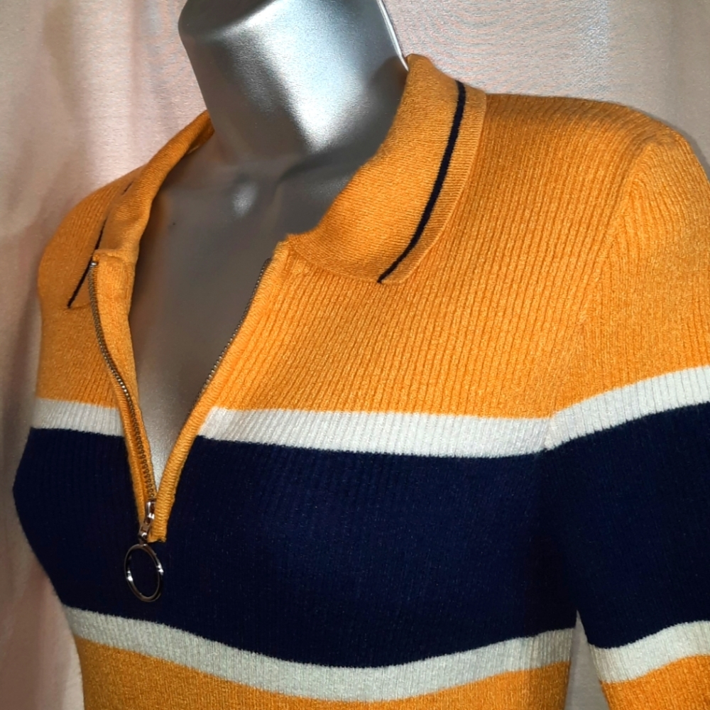NEW!!! PacSun / Kendall & Kylie / Yellow w/Blue and White Stripes Top - Picture 3 of 7